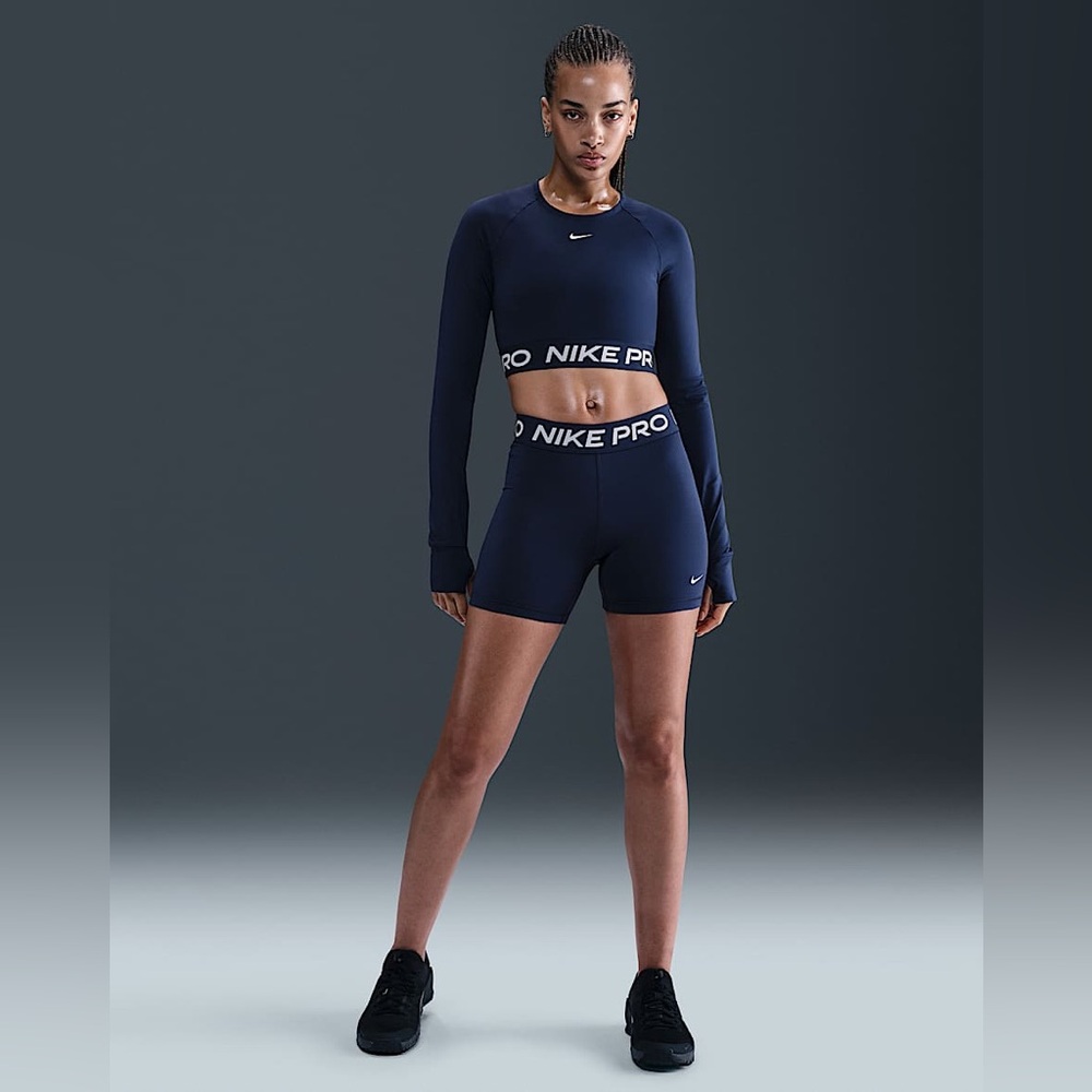 Women’s Nike Pro 365 5" Shorts Navy Blue White Size XL